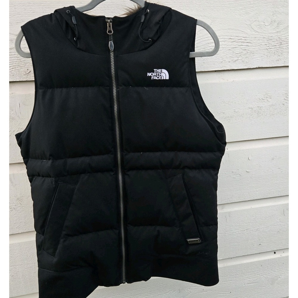 The North Face Vest Womens 550 Down Puffer Insulated Black Size Medium Hood